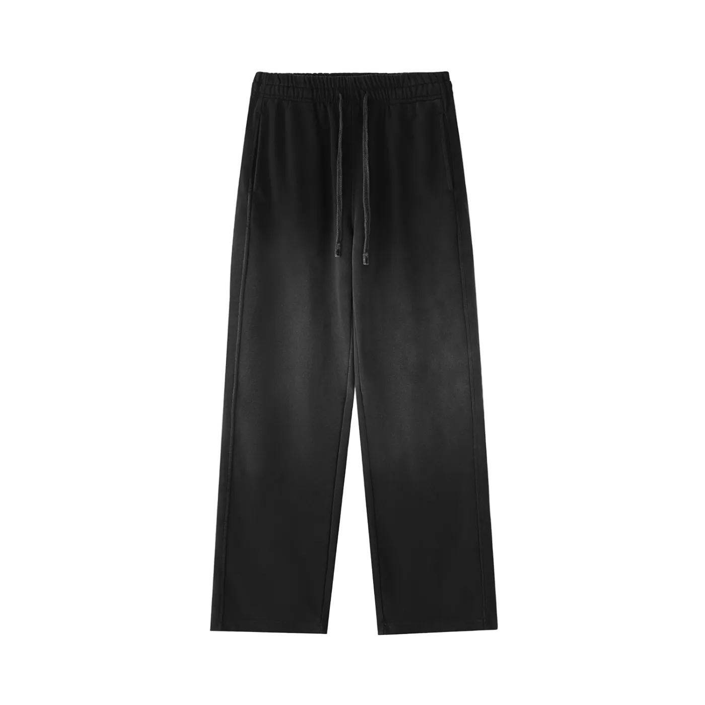 Black pants with drawstring on a white background