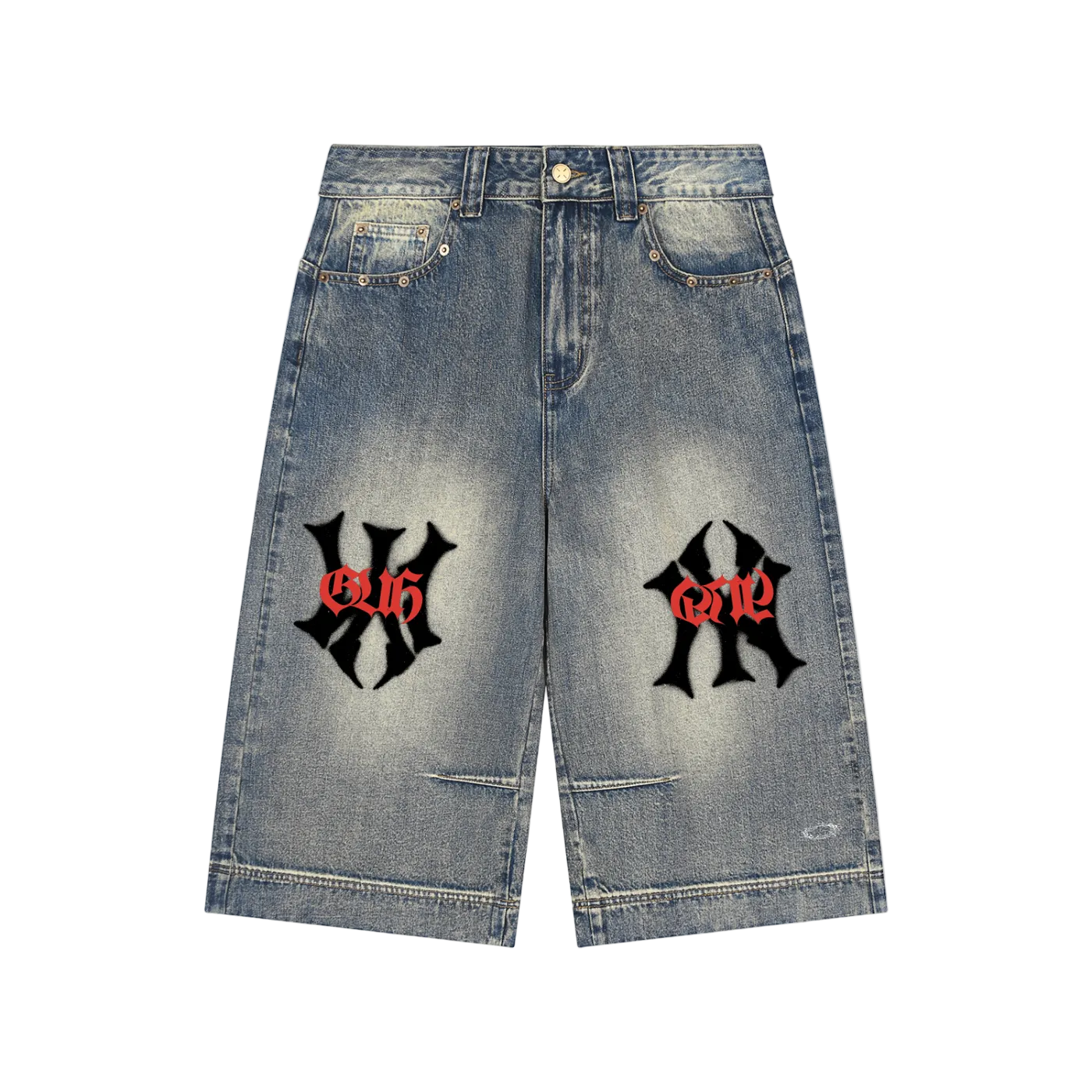 Vintage Wash Baggy Denim Shorts