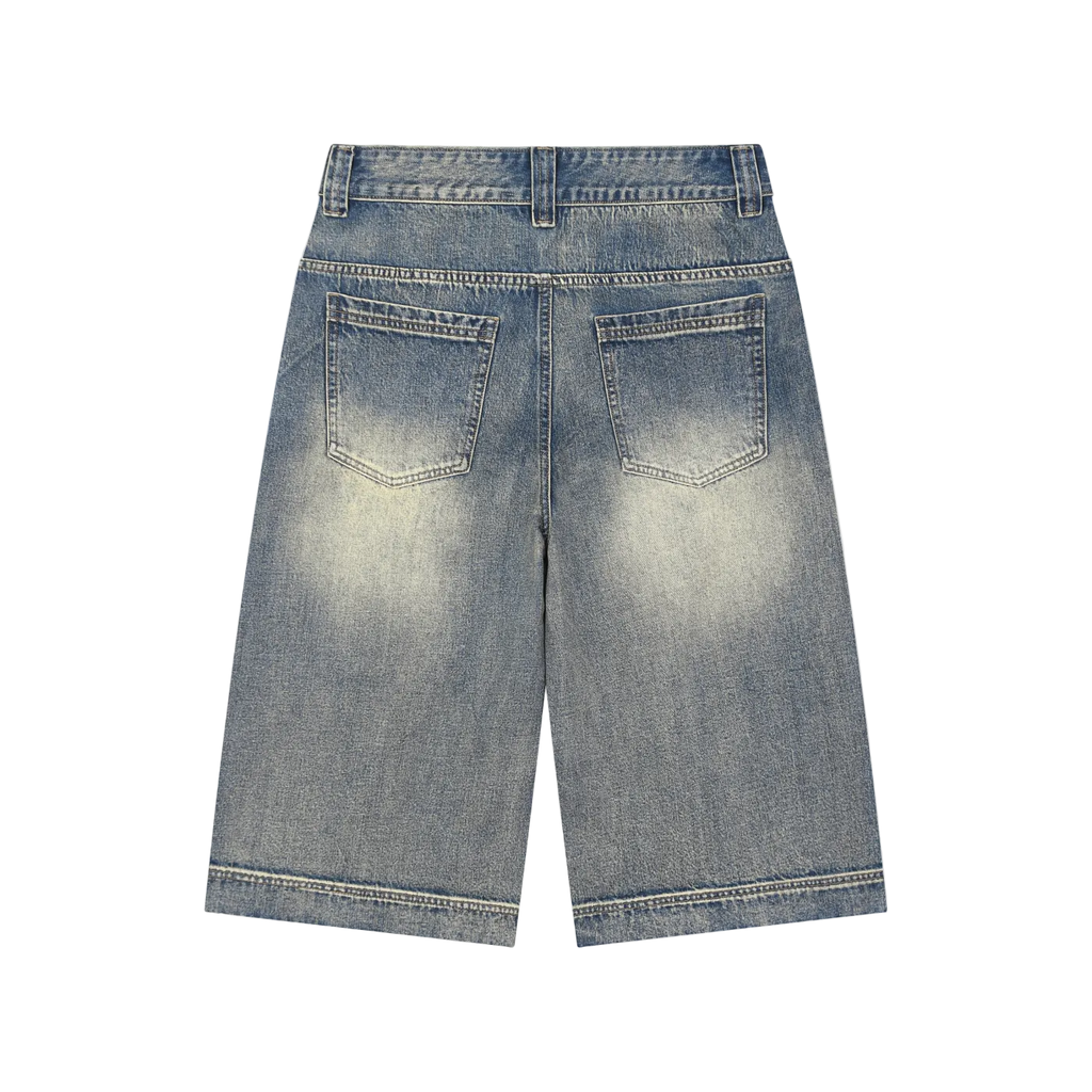 Vintage Wash Baggy Denim Shorts