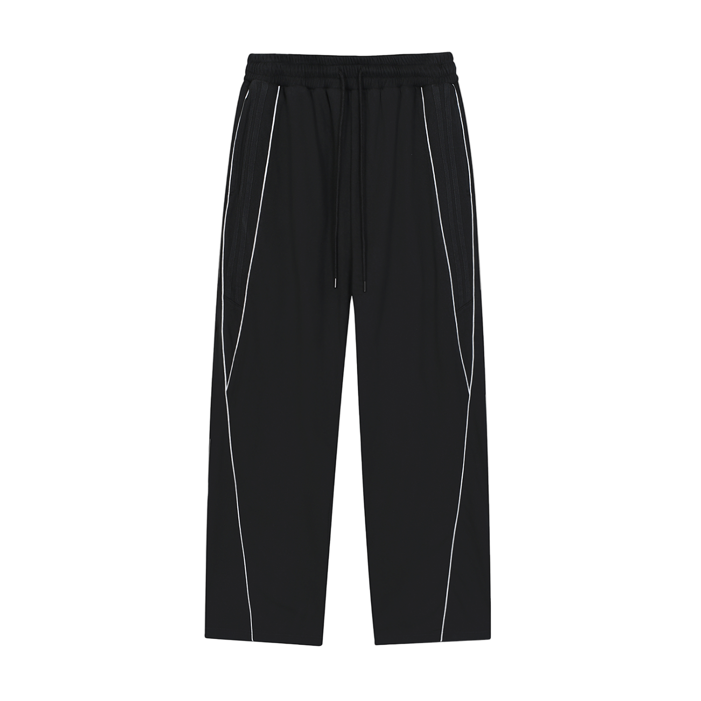 Black pants with white stripes on a white background