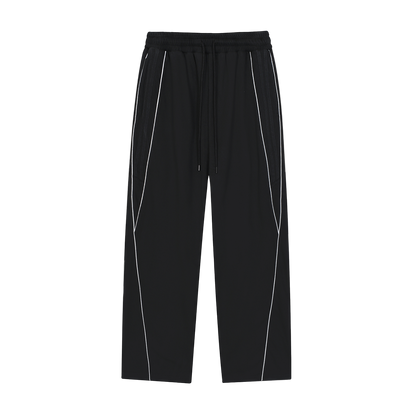 Black pants with white stripes on a white background