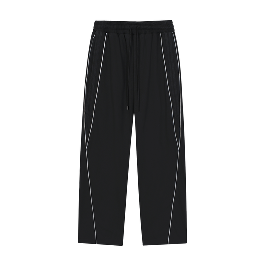 Black pants with white stripes on a white background
